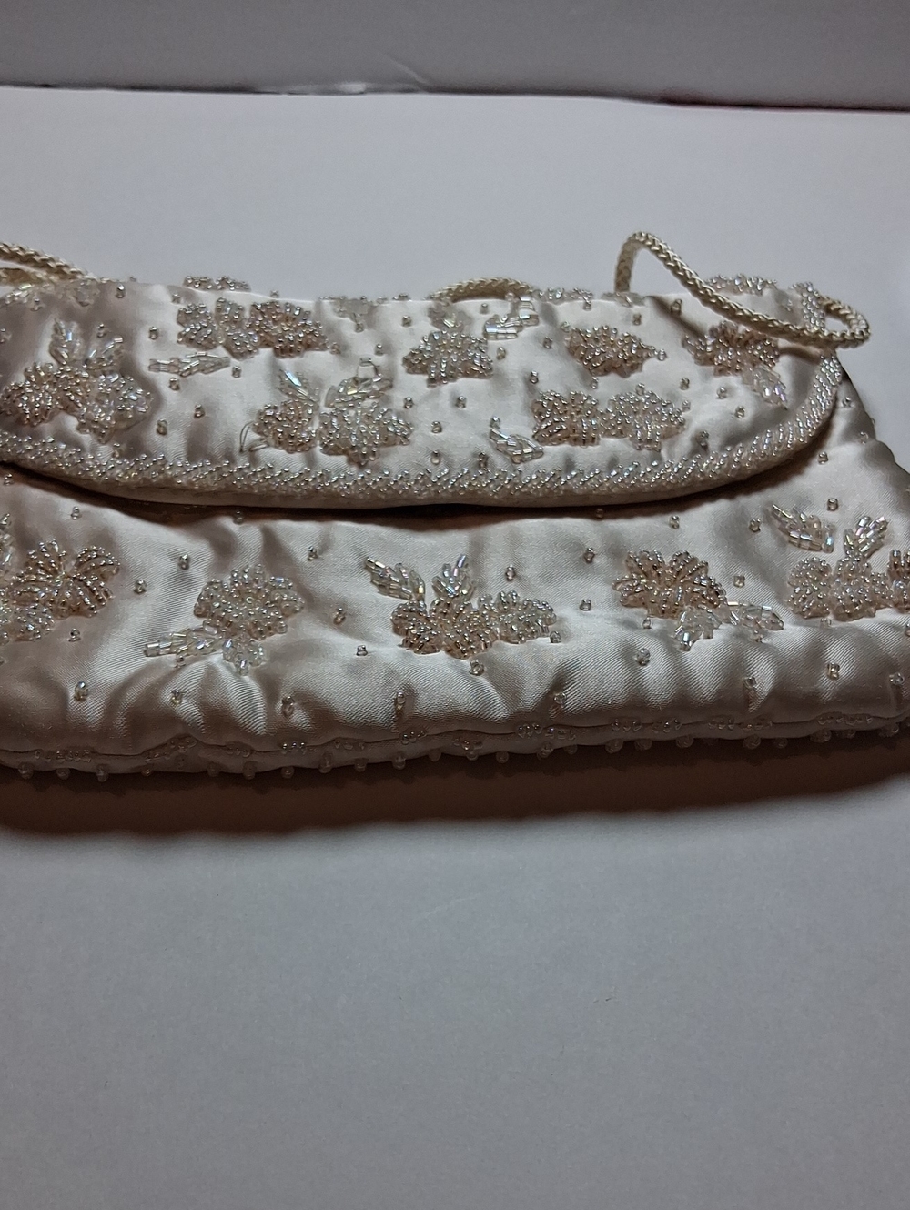 Preston & York Ivory Beaded Satin Evening Clutch